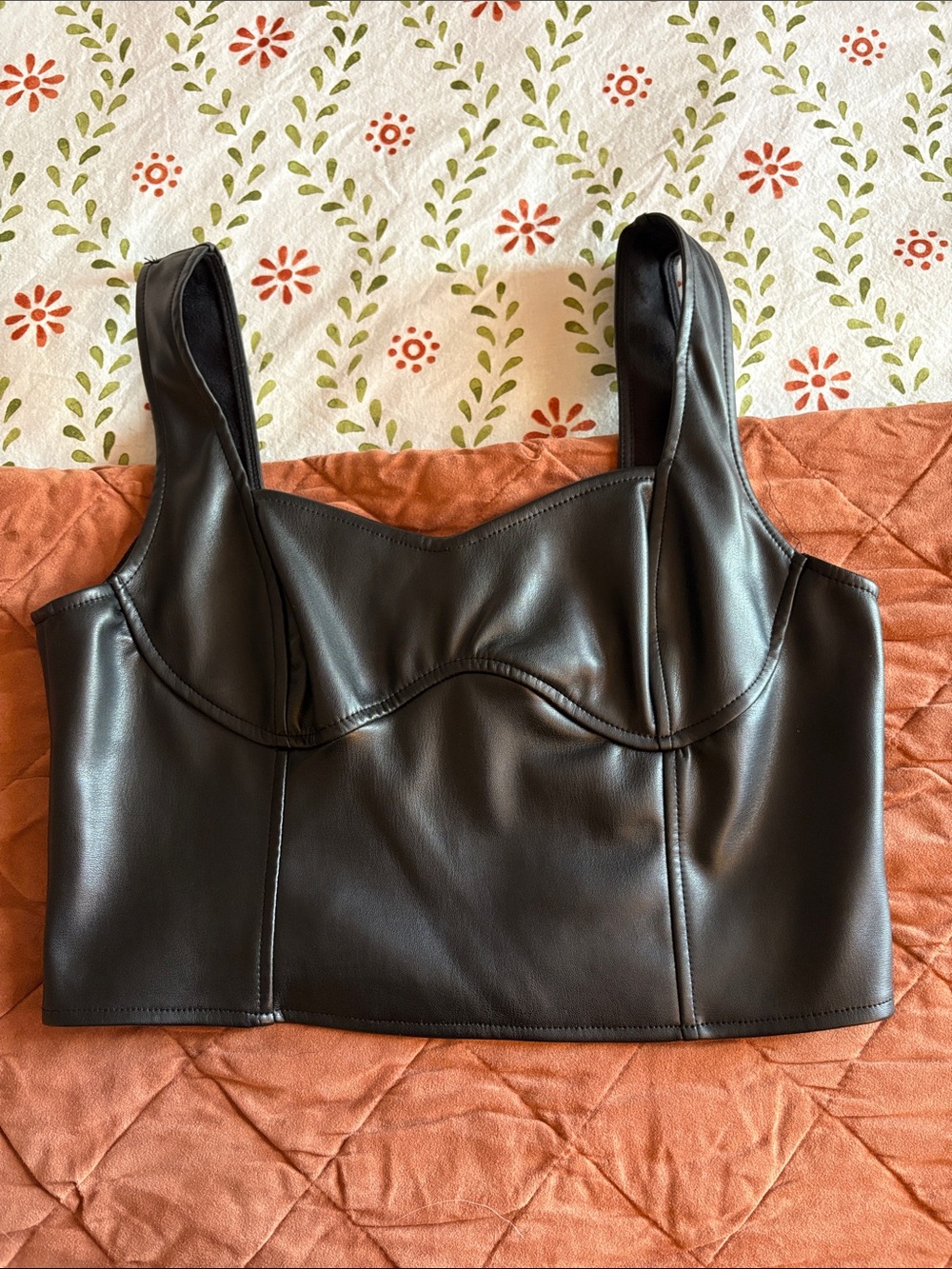 Black Faux Leather Corset Top